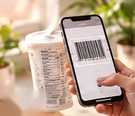 Scanning a yogurt barcode with a phone